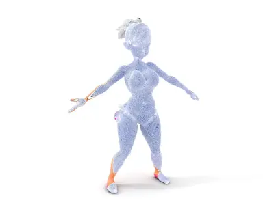 Stylized Beach Heroine Character Rigged and Animated Low-poly 3D model