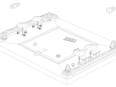 Low Poly Swimming Pool Low-poly 3D model