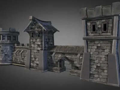 Fantasy Stone Castle Pack Low-poly 3D model