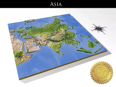 Asia High resolution 3D relief maps 3D model