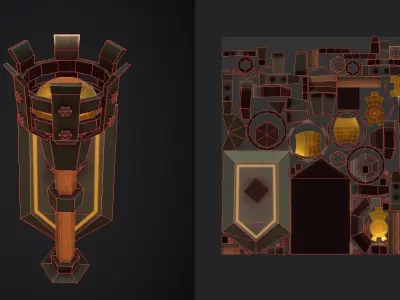 Torch sword Low-poly 3D model