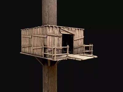 Wooden Tree House Shelters and Platforms 1 Low-poly 3D model