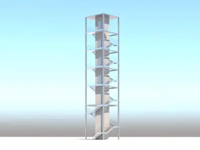 Staircase with Elevator Free 3D model