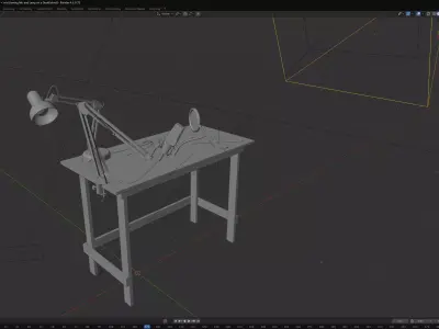 Working Desk with mounted Mic a Lamp and Iphone 16 Max Pro 3D model