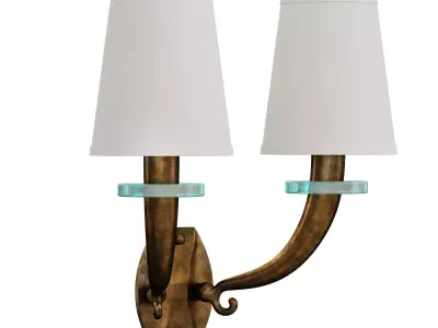 Wall Lights Brass Glass Fabric Italy 1950s 3D model