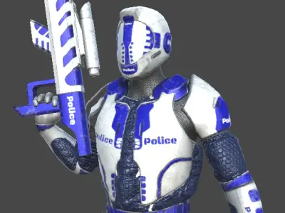 Futuristic Police Soldier - Unity Game Ready Asset Low-poly 3D model