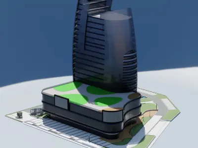 skyscraper modern building Low-poly 3D model