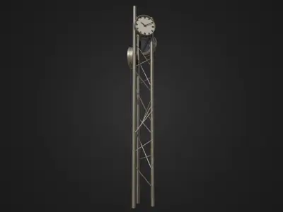 Modern outdoor pole clock Low-poly 3D model