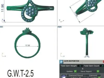 Solitaire Engagement Women Rings 3D print model