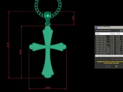 Light Gold 18K Cross Pendant 1CP047 3D print model purchase