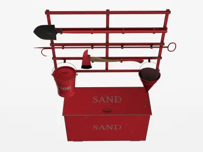 Fire fighting equipment wall tools set Low-poly 3D model