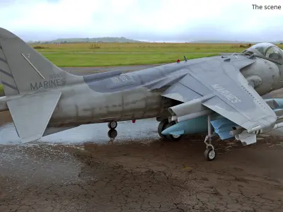  USMC Harrier II VTOL Fighter Jet Gray Rigged for Maya 