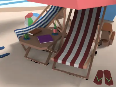 Low Poly Exteriors - Beach Seaside Pack Low-poly 3D model