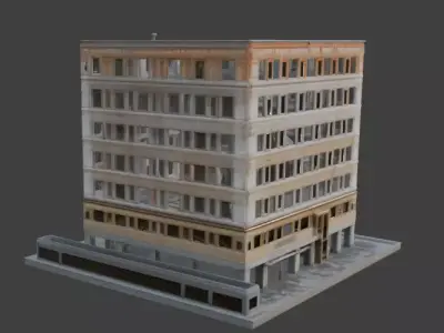 Ruined High-Rise Apartment Building 3D Model Low-poly 3D model