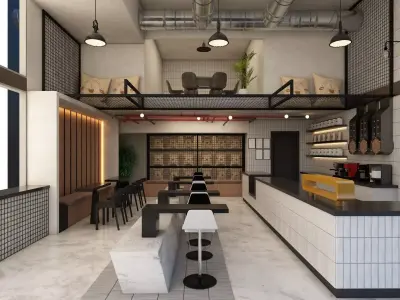 Coffee Shop 3D Industrial Style 3D model
