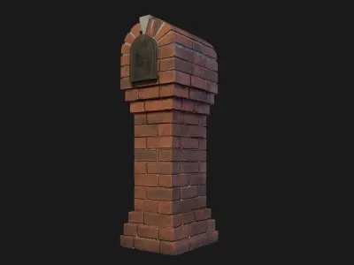 Brick Mailbox Low-poly 3D model