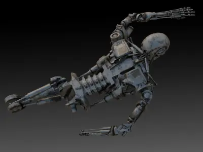 Damaged T-800 Terminator Crawling No Legs 3D Model Low-poly 3D model