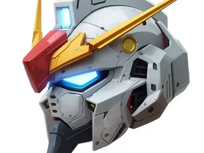 Cyber-Mecha Commander Helmet 3D Model Low-poly 3D model