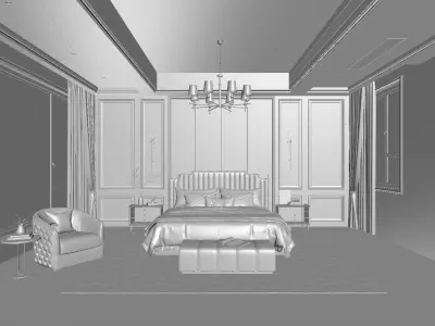 French style bedroom 3D model 3D model