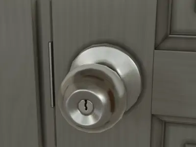 Wooden gray door Low-poly 3D model