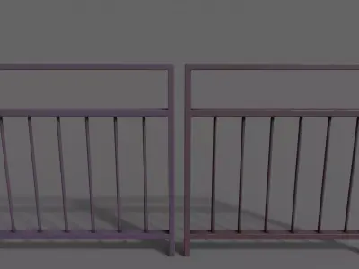 PBR Pedestrian Guard Rail Purple V4 Low-poly 3D model