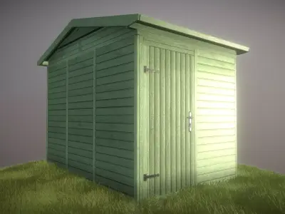 Green Garden Shed Low-poly 3D model