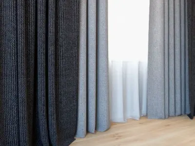 Curtains 48 Curtains with Tulle 3D model