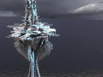 Dragon  Mountain with Dragon Tower 3D model