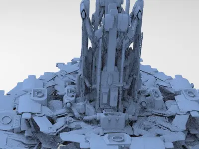 Advanced Ancient Civilization Ship architecture Tower platform 3D model