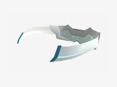 SciFi Glasses F01 White Blue - Character Design Fashion Low-poly 3D model