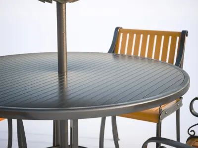 Basic four chairs in the middle of the street 3D model