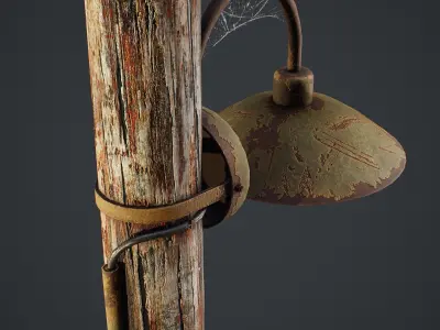 Old Wood Lamp Post Low-poly 3D model