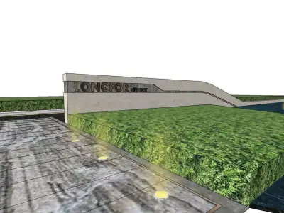 Boundary wall entrance landscape 3D model