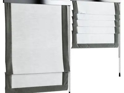Roman Blinds Curtain Set Low-poly 3D model buy