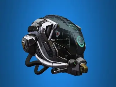Robot damaged helmet  Low-poly 3D model