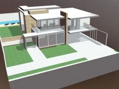 Contemporary Townhouse Condo with pool 3D model