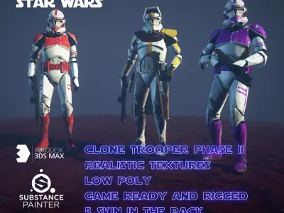 Star wars Clone trooper Phase 2 pack 2 Low-poly 3D model