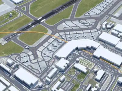 Naples International Airport 10km Low-poly 3D model