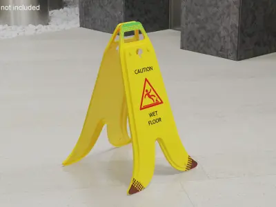 Folding Sign Wet Floor 3D model