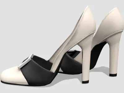 Beige High Heel Sandals Shoes Low-poly 3D model