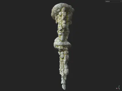 Low poly mossy cave column Low-poly 3D model