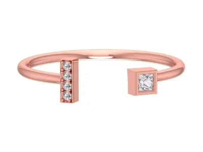 Solitaire Women Princess Stone Band Ring 3D print model