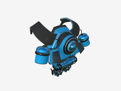 SciFi Backpack B10 Blue - Fashion Character Design Low-poly 3D model