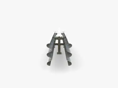 Tileable double sided traffic barrier guardrail V1 weathered Low-poly 3D model