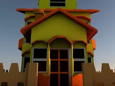 Low poly cartoon house  Low-poly 3D model