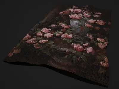 Medieval Pink Flower Tapestry Low-poly 3D model
