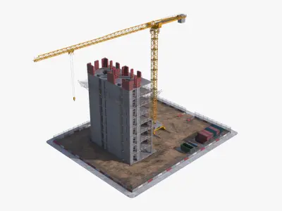 Under Construction Scene Low-poly 3D model