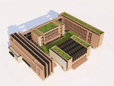 Sustainable School Building with Roof Garden 3D model