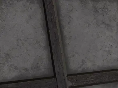 Brushed Dark Concrete Wall with Wood Inlay Frame PBR Seamless Texture