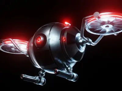 Cybernetic Drone Night Patrol Low-poly 3D model